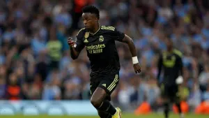 La Liga has reported racist chanting directed at Vinicius Junior to the Spanish legal authorities (Martin Rickett/PA)