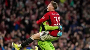 Manchester United are celebrating a remarkable FA Cup win over Liverpool (Martin Rickett/PA)