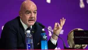 FIFA president Gianni Infantino said his organisation was “completely opposed” to blue cards being used in elite football (N