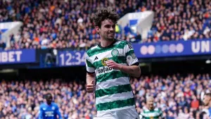 A bottle was thrown at Celtic’s Matt O’Riley on Sunday (Jane Barlow/PA)