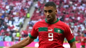 The Saudi football federation and players’ union has condemned a whip attack on Al Ittihad player Abderrazak Hamdallah, pict