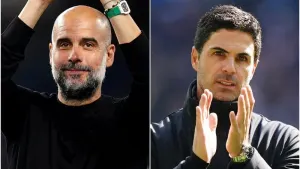 Pep Guardiola and Mikel Arteta (Mike Egerton/Zac Goodwin/PA)