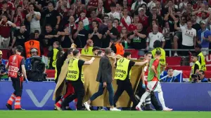 Hungary forward Barnabas Varga stable in hospital after going off on stretcher