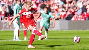 Tommy Conway’s late penalty snatches Middlesbrough a point against Portsmouth
