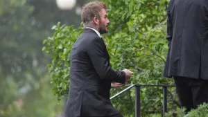 David Beckham arrives for the funeral of Sven-Goran Eriksson (Yui Mok/PA)