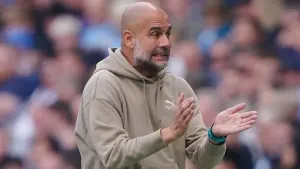 Manchester City manager Pep Guardiola gestures on the touchline against Ipswich (Peter Byrne/PA)