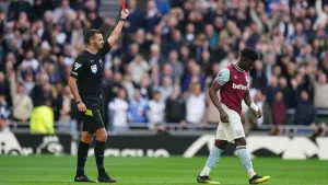 Mohammed Kudus ban extended to five matches after red card against Tottenham
