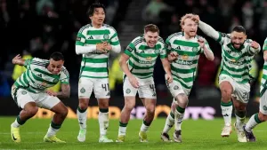 James Forrest (third from left) won his 25th major honour on Sunday (Andrew Milligan/PA)
