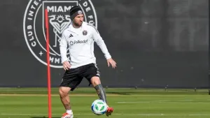Lionel Messi during an Inter Miami training session (Marta Lavandier/AP)