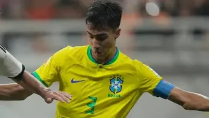 Brazilian Vitor Reis (centre) has joined Manchester City from Palmeiras on a four-and-a-half-year contract (Achmad Ibrahim/A