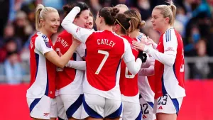 Arsenal edge Manchester City in seven-goal thriller to move up to second in WSL