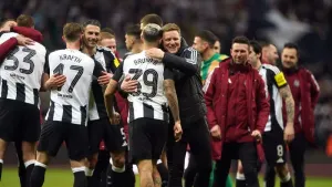 Newcastle booked their spot in the Carabao Cup final (Owen Humphreys/PA)