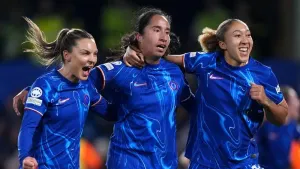 Chelsea are through to the Women’s Champions League semi-final (PA)