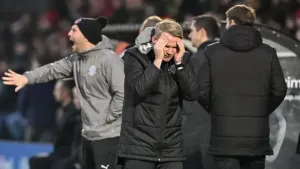 Pete Wild fumes over referee Bobby Madley’s display during Fleetwood draw