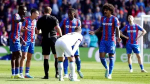 Crystal Palace had Chris Richards sent off against Bournemouth (Jonathan Brady/PA).