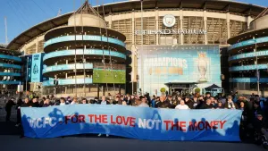 Manchester City fans protest against ticket issues before Leicester game