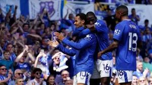 Iliman Ndiaye bagged a brace for Everton (Martin Rickett/PA)