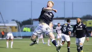 Tony Docherty hails impact of Lyall Cameron at Dundee after final-day brace