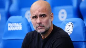 Pep Guardiola’s Manchester City have taken only three Premier League points from a possible nine this term (Adam Davy/PA)