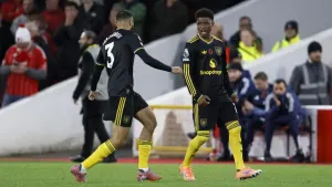 Amad Diallo celebrates his late equaliser (Richard Sellers/PA