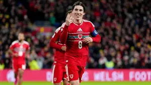 Harry Wilson scored a hat-trick in Wales’ World Cup qualifying victory over North Macedonia (David Davies/PA)