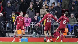 Florian Wirtz nets first goal for Liverpool in nervy win over bottom side Wolves