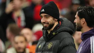 Manchester United captain Bruno Fernandes is sidelined with a soft tissue injury (Martin Rickett/PA)