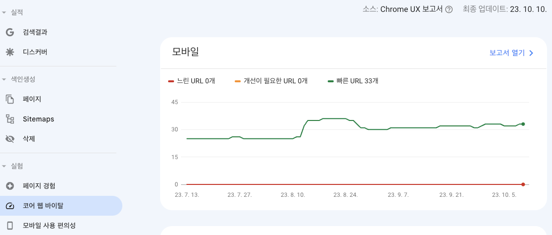 Core Web Vitals 확인