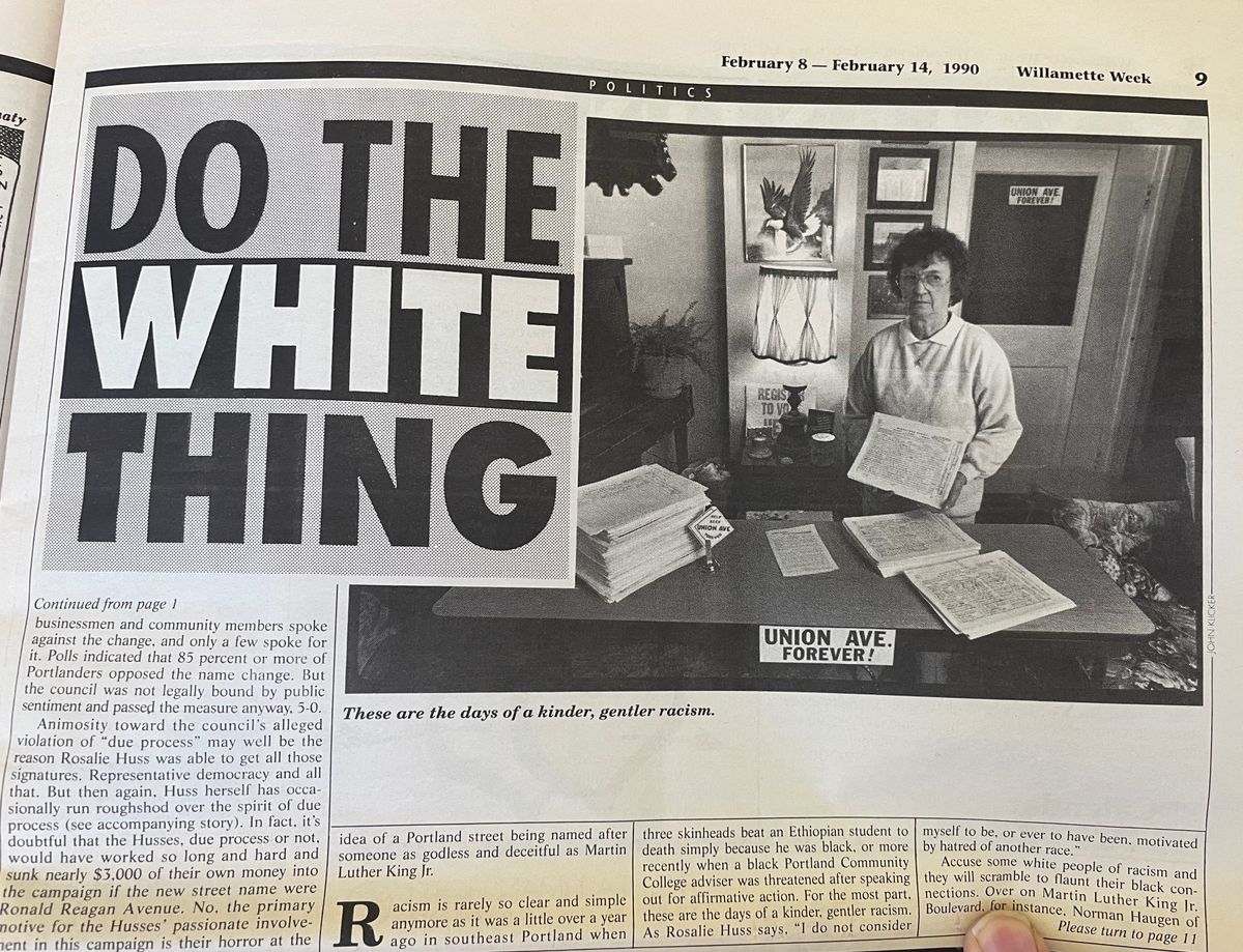 On this MLK Day, we should remember the people who in 1989 wanted to take MLK's name off a Portland street, but for totally not-racist reasons!