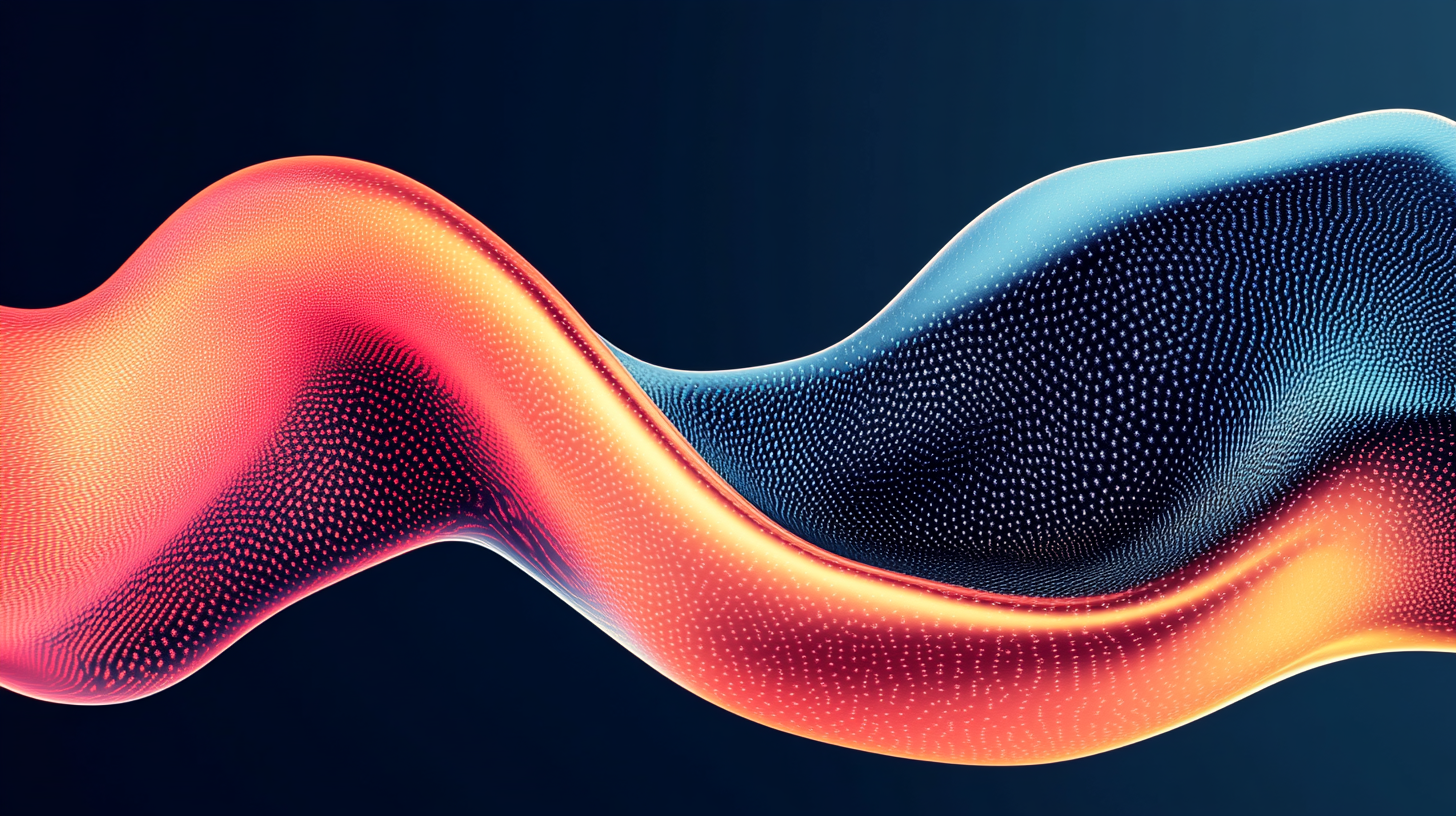Abstract image of a textured wave morphing from orange to black