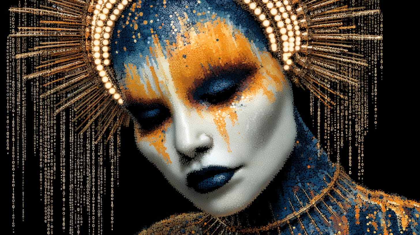 Artistic representation of a human enhanced by digital technology 