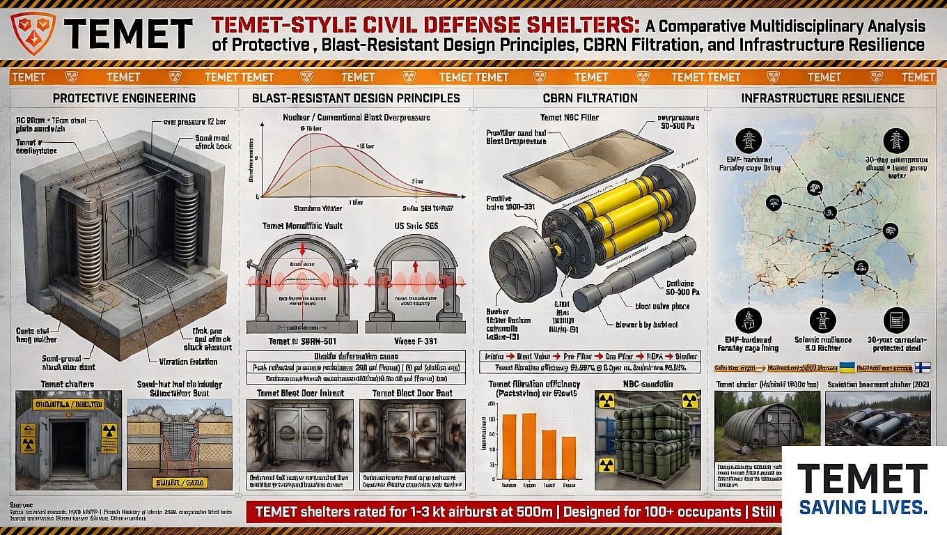 Temet-Style Civil Defense Shelters: A Comparative Multidisciplinary Analysis of Protective Engineering, Blast-Resistant Design Principles, CBRN Filtration, and Infrastructure Resilience