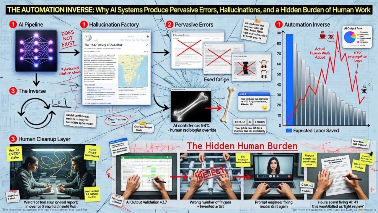 The Automation Inverse: Why AI Systems Produce Pervasive Errors, Hallucinations, and a Hidden Burden of Human Work