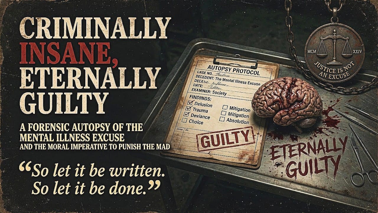 Criminally Insane, Eternally Guilty: A Forensic Autopsy of the Mental Illness Excuse and the Moral Imperative to Punish the Mad
