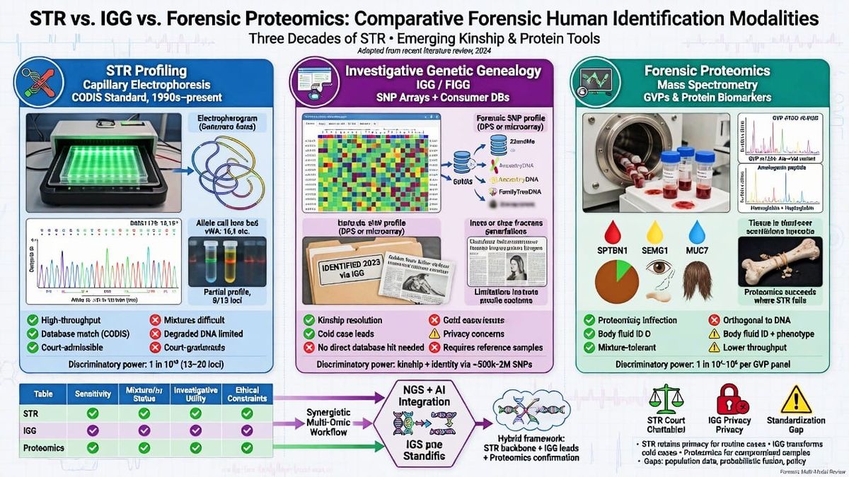 Beyond the STR Paradigm: A Comparative Analysis of Traditional Short Tandem Repeat Profiling, Investigative Genetic Genealogy, and Forensic Proteomics in the Era of Forensic Genomics