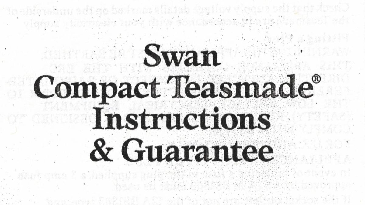 Swan Teasmade Compact D-01 Manual