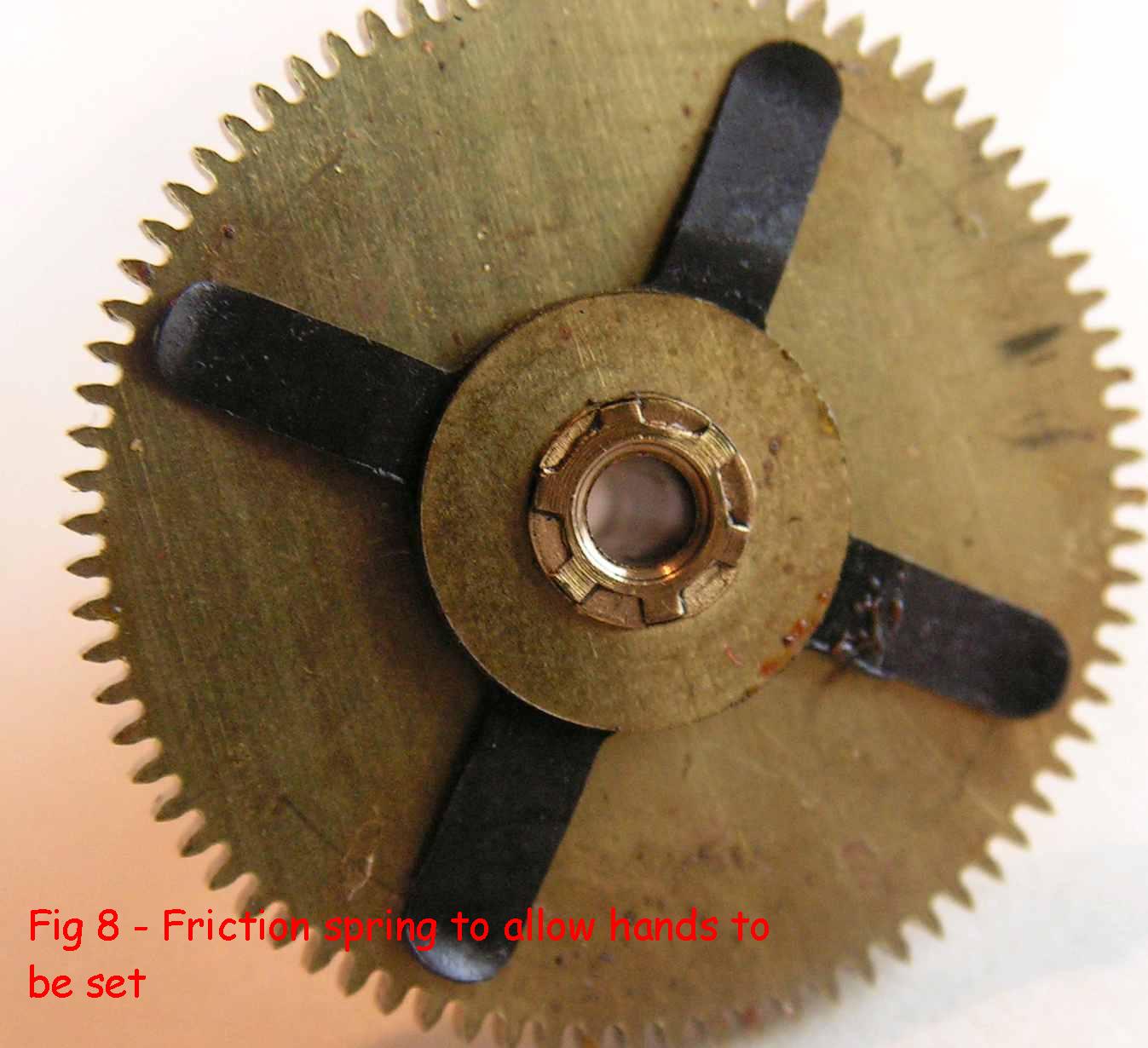 Fig 8 - friction spring allows hands to be set