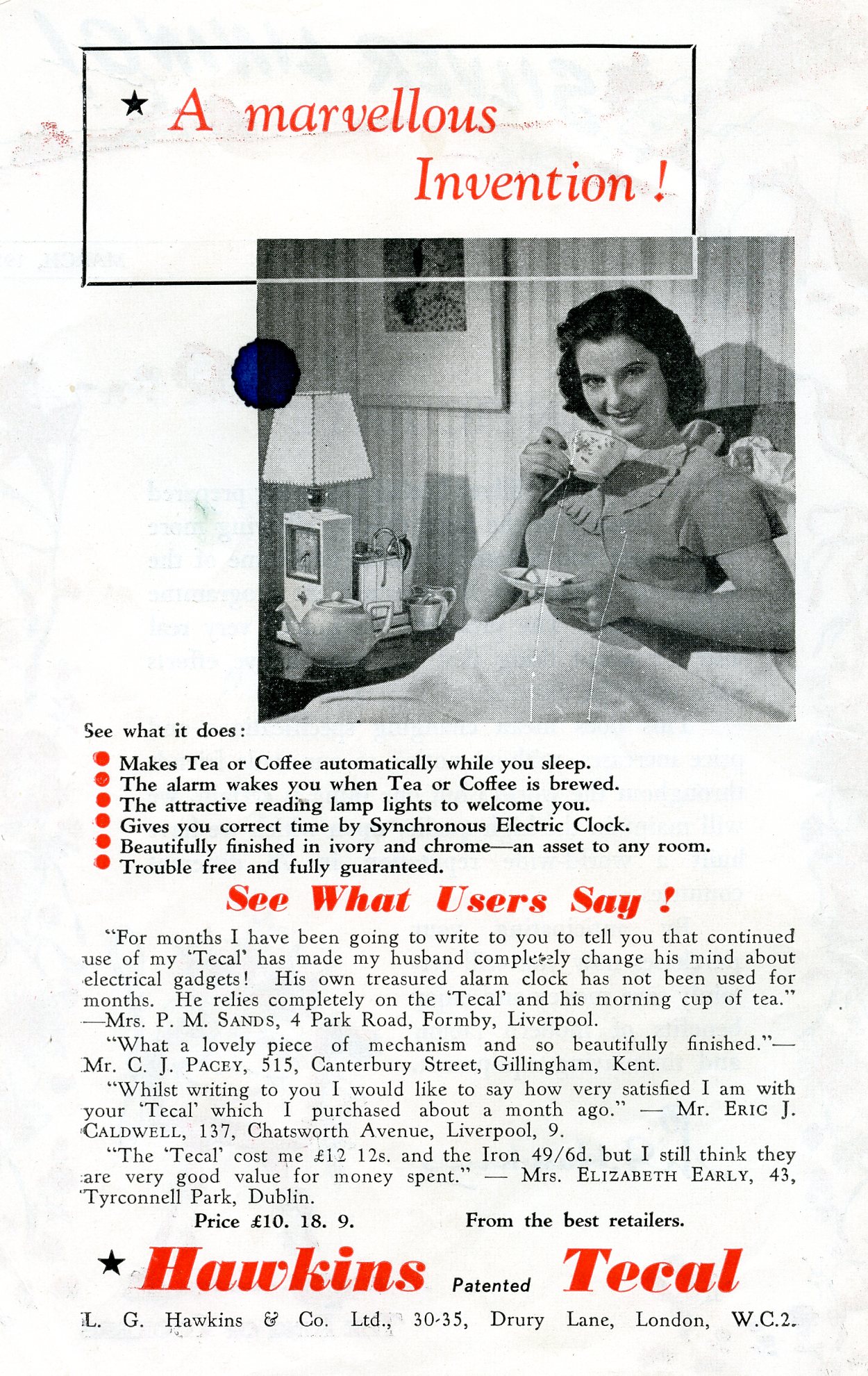Hawkins Tecal 1200 advert Silver Lining Mar 1951