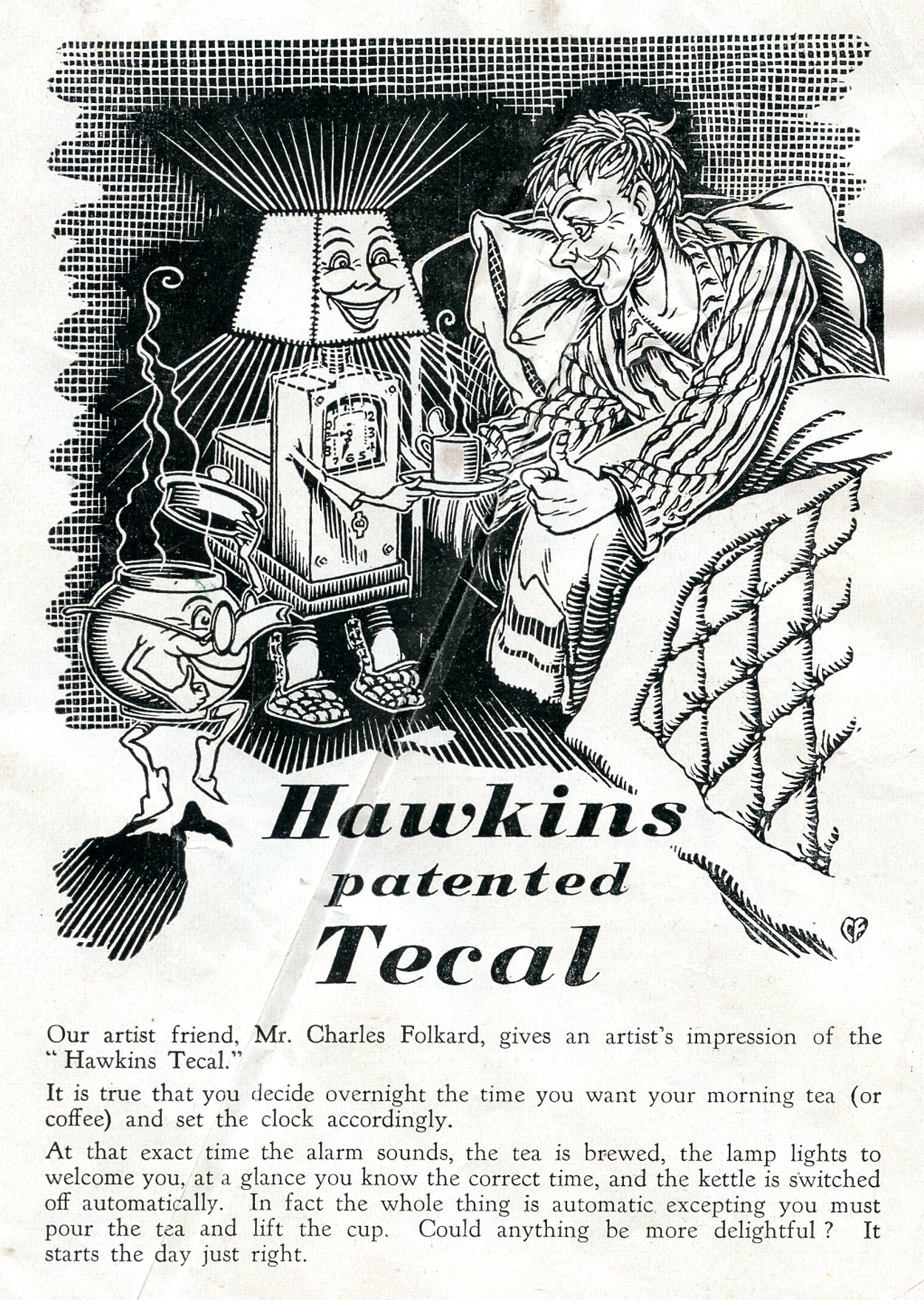 Hawkins Tecal advert Silver Lining March 1950 artists impression by Charles Folkard