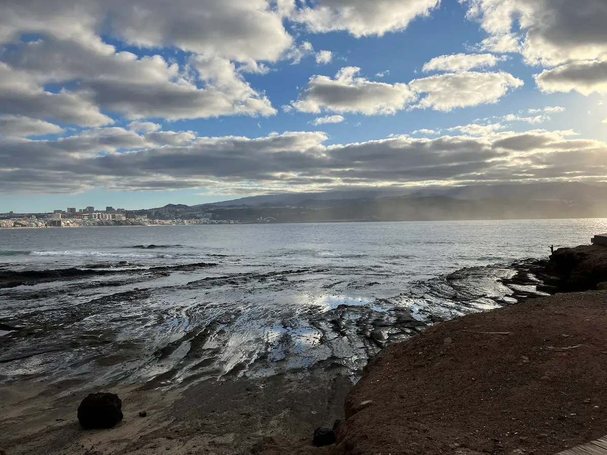 A mix of cloud and blue skies over Playa de Las Canteras, Las Palmas de Gran Canaria