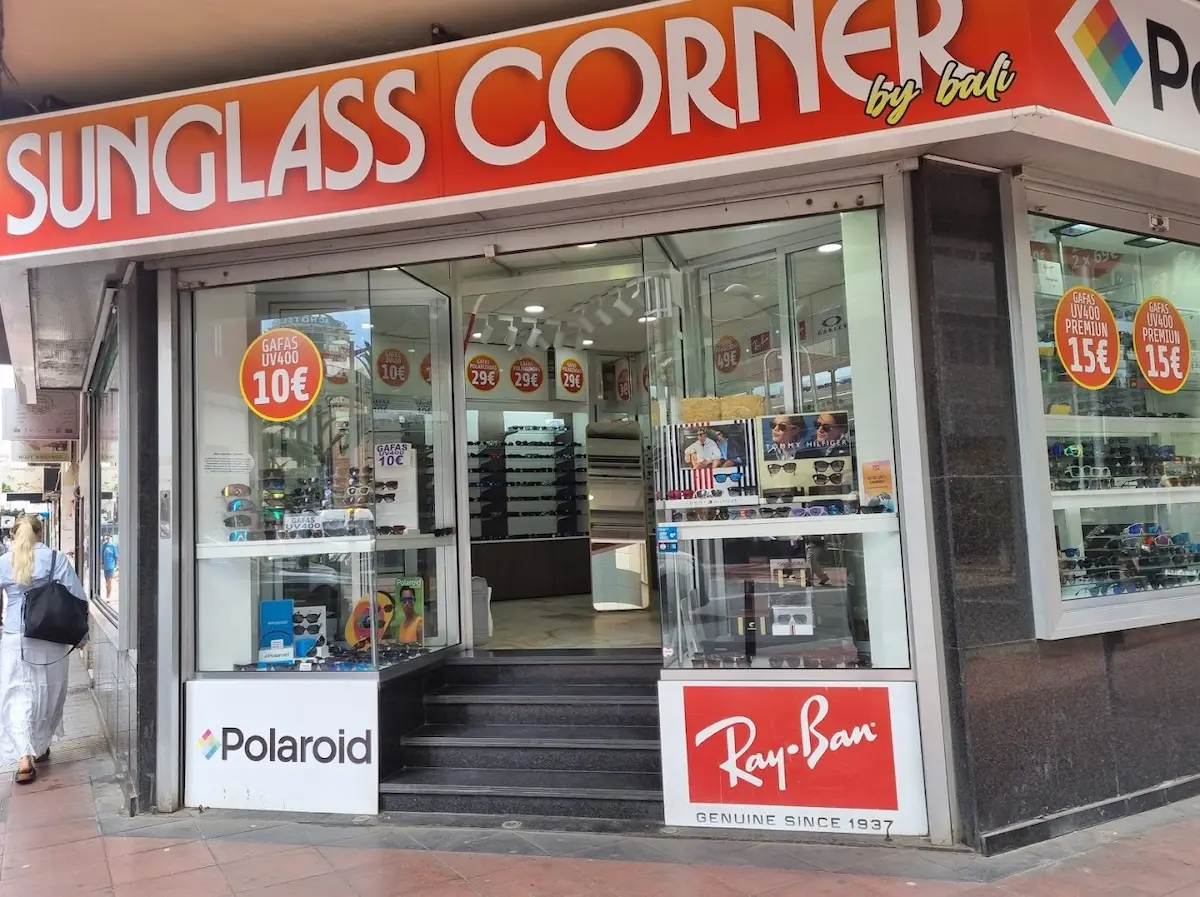 Sunglass Corner on the corner of Calle Thomas Miller and Calle Luis Morote