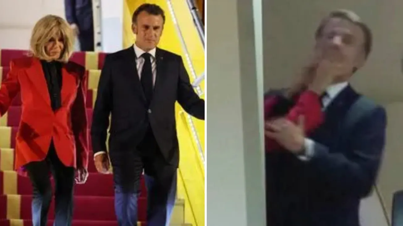 macron wife shoves him vietnam