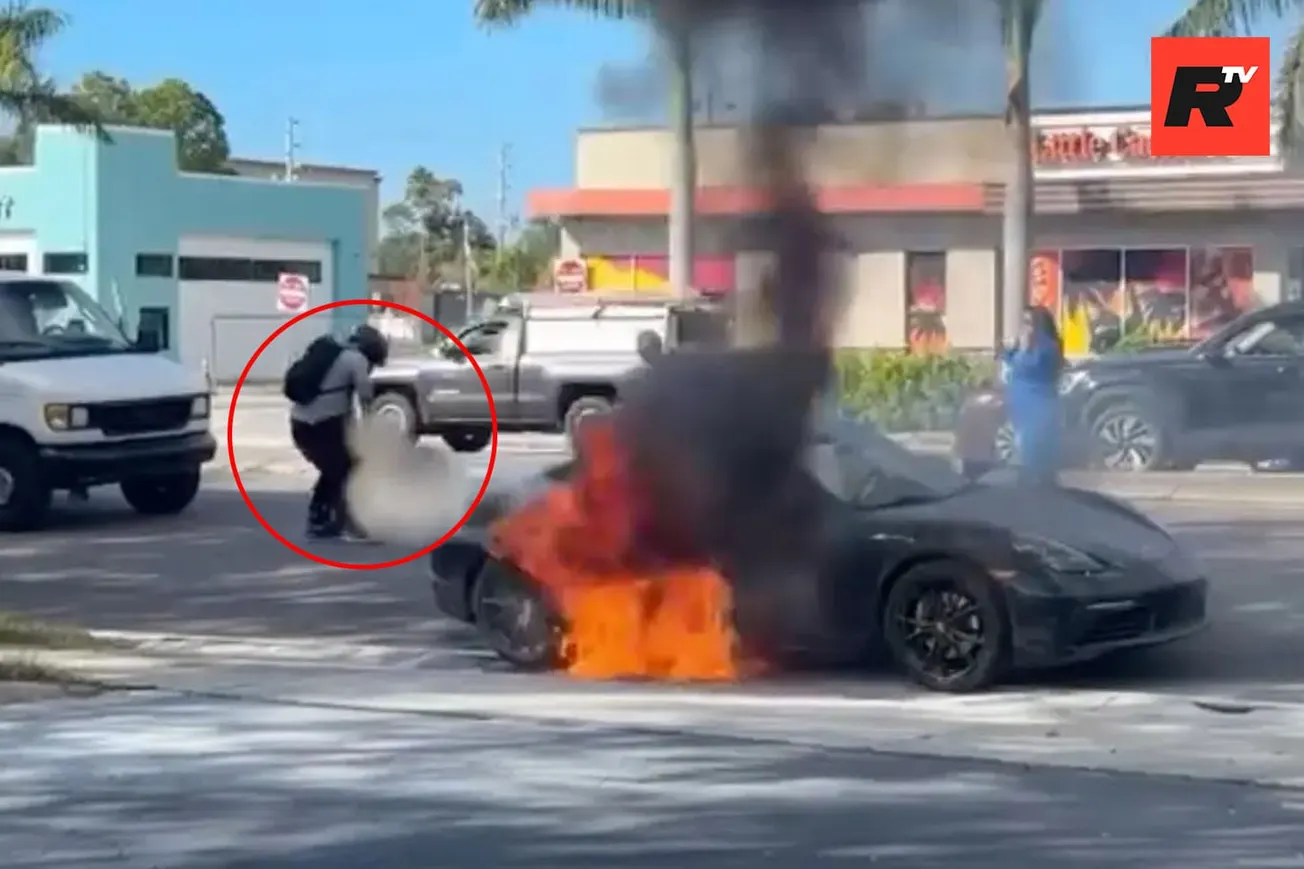 They Ran Into the Flames: Florida Bystanders Rescue Trapped Man From Exploding Porsche [WATCH]