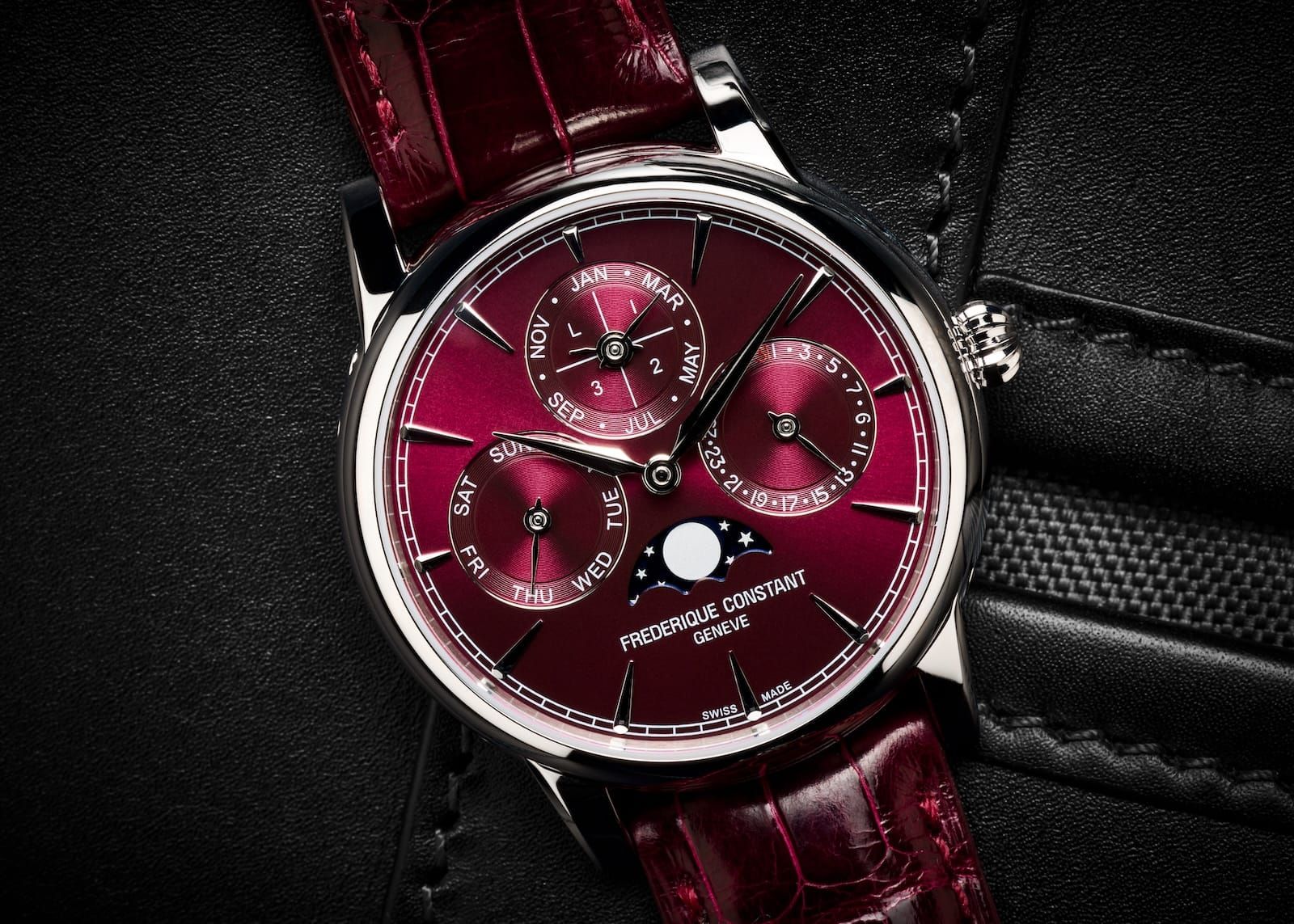 Frederique Constant Turns Its Perpetual Calendar A Fantastic Shade Of Burgundy