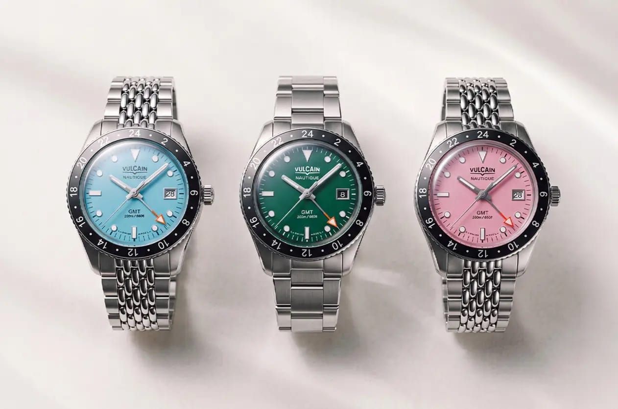 Vulcain Adds Pink, Turquoise and Green to the 38mm Skindiver Nautique GMT