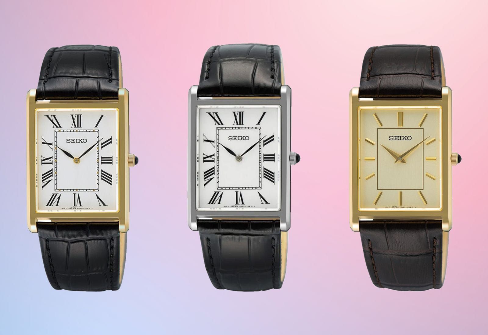 Seiko Brings Back Their Take On The Legendary Cartier Tank; Unimatic Goes Back To Basics; Chopard Alpine Eagle 41 Beach Editions; Bulgari's Octo Finissimo Perpetual Calendar In Sandblasted Gold