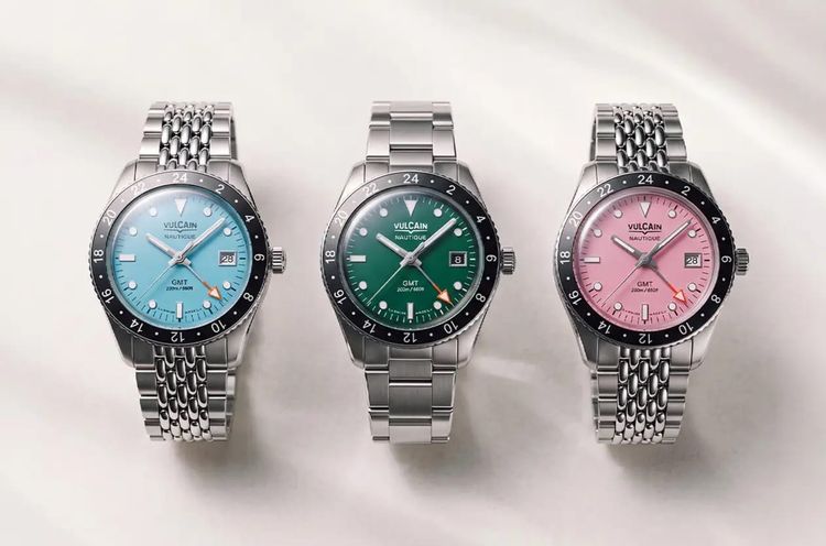 Vulcain Adds Pink, Turquoise and Green to the 38mm Skindiver Nautique GMT