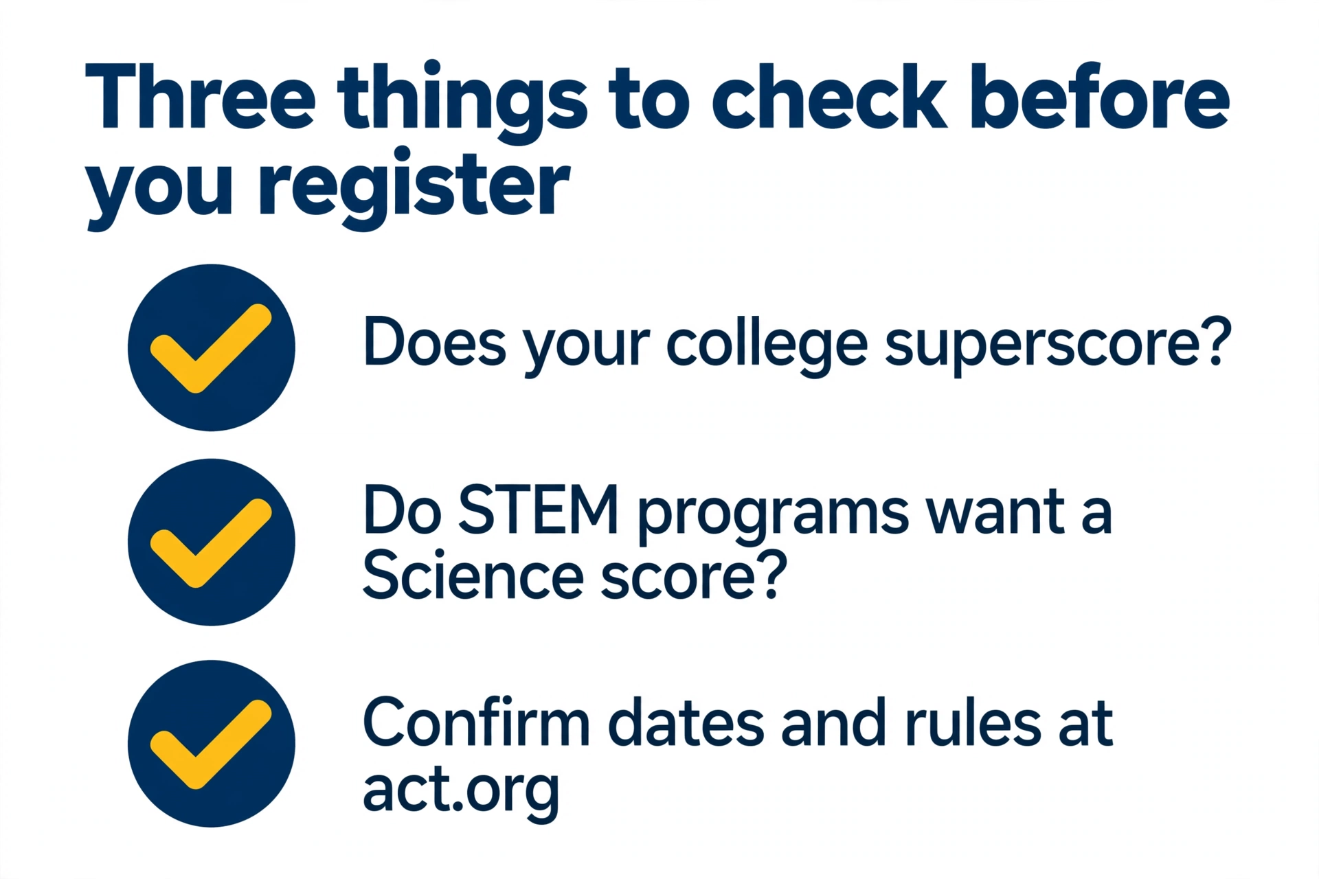 Three things to check before registering for the ACT