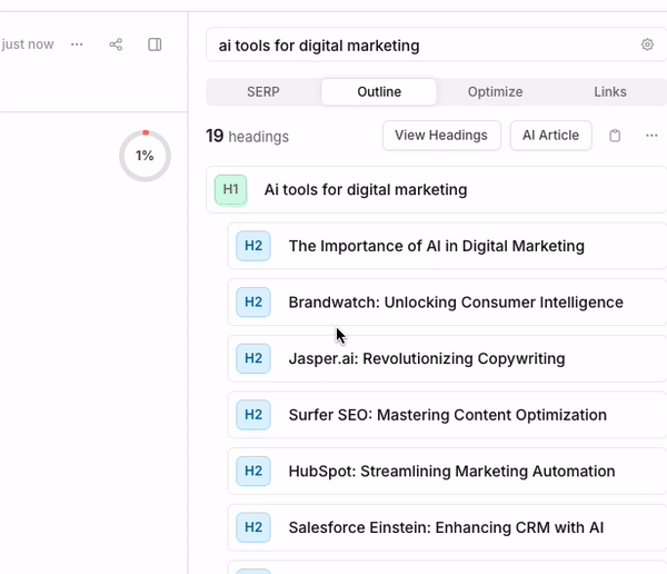 It gives me 18 topics for the content with the help of AI