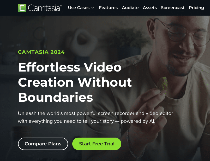 Screen recording software: Camtasia login page